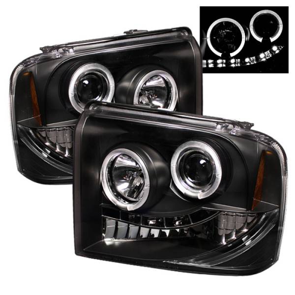 SPYDER - SPYDER Ford F250/350/450 Super Duty 05-07 Projector Headlights LED Halo- LED Blk PRO-YD-FS05-HL-BK - 5010544