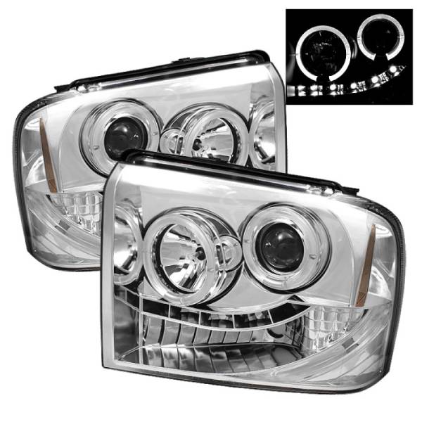 SPYDER - SPYDER Ford F250/350/450 Super Duty 05-07 Projector Headlights LED Halo- LED Chrm PRO-YD-FS05-HL-C - 5010551