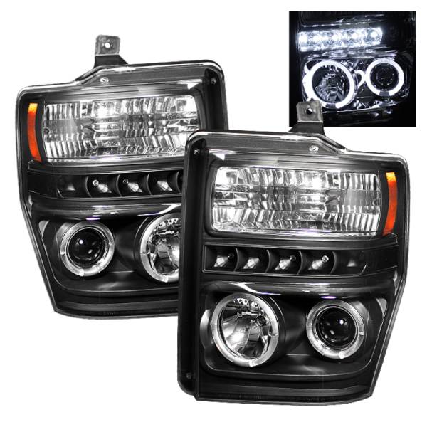 SPYDER - SPYDER Ford F250/350/450 Super Duty 08-10 Projector Headlights LED Halo LED Blk PRO-YD-FS08-HL-BK - 5010575