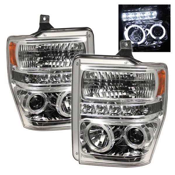 SPYDER - SPYDER Ford F250/350/450 Super Duty 08-10 Projector Headlights LED Halo LED Chrm PRO-YD-FS08-HL-C - 5010582