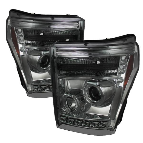 SPYDER - SPYDER Ford Super Duty 11-15 Projector Headlights LED Halo DRL Smke Low 9006 PRO-YD-FS11-HL-SM - 5070289