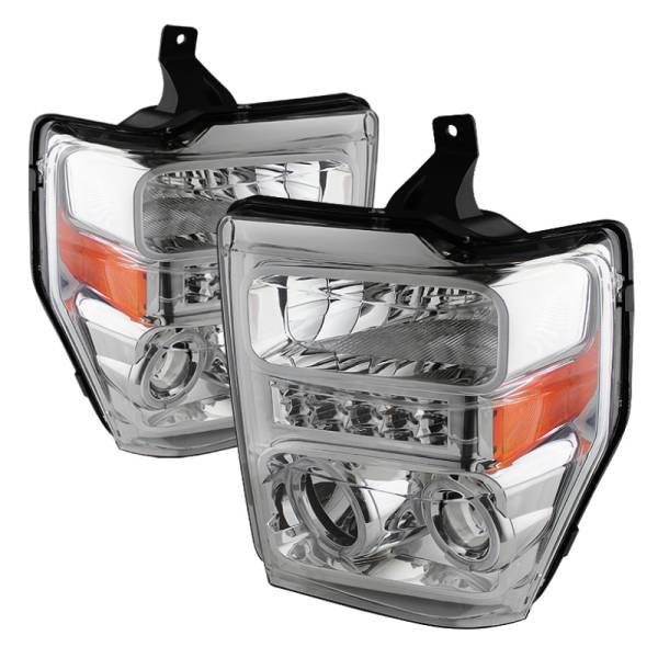 SPYDER - SPYDER Xtune Ford F250/350/450 Super Duty 08-10 Projector Headlights LED Halo Chrome PRO-JH-FS08-LED-C - 5076274