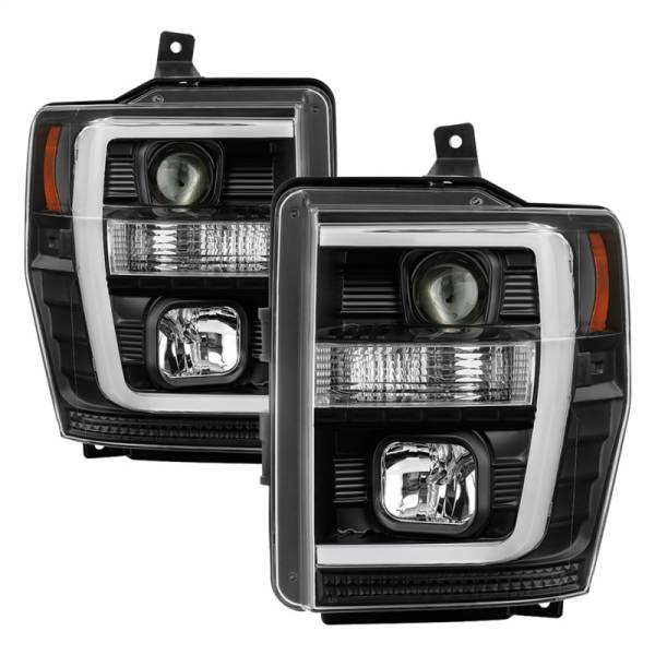 SPYDER - SPYDER 08-10 Ford F-250 Projector Headlights V2 - Light Bar DRL LED - Black PRO-YD-FS08V2-LB-BK - 5084477