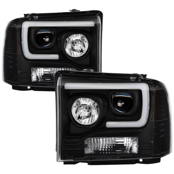 SPYDER - SPYDER Ford F250/350/450 05-07 Projector Headlights - Light Bar DRL LED - Black PRO-YD-FS05V2-LB-BK - 5084507