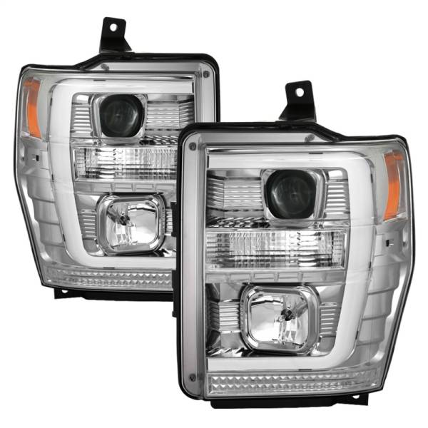 SPYDER - SPYDER 08-10 Ford F-250 Super Duty V2 Light Bar DRL Projector Headlights - Chrm (PRO-YD-FS08V2-LB-C) - 5084699