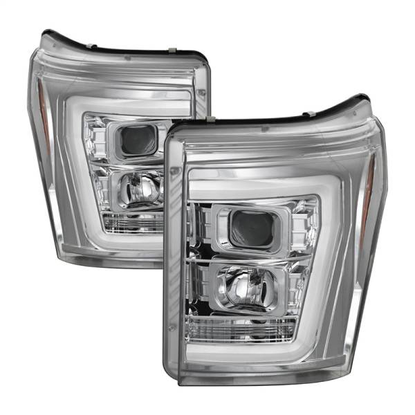 SPYDER - SPYDER 11-16 Ford F-250/F-350 V2 Projector Headlights - Light Bar DRL - Chrome PRO-YD-FS11V2-LB-C - 5084705