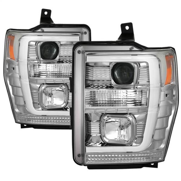 SPYDER - SPYDER 08-10 Ford F-250 Ver 2 Proj Headlight - Switch Back Light Bar - Chrome - PRO-YD-FS08V2-SBLB-C - 5086211