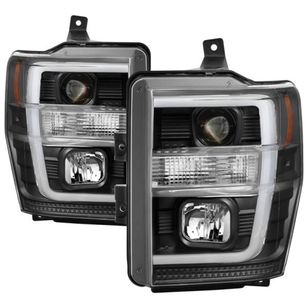 SPYDER - SPYDER 08-10 Ford F-250 SD Projector Headlights V2-Switch Back Light Bar-Black PRO-YD-FS08V2-SBLB-BK - 5086228