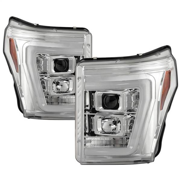 SPYDER - SPYDER Ford F250/350/450 11-16 V2 High-Power LED Headlights-White Light Bar-Chrome PRO-YD-FS11V2PL-C - 5087881