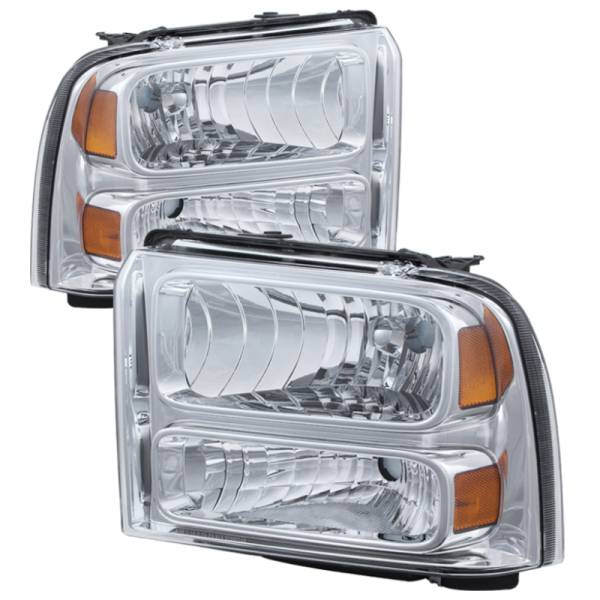 SPYDER - SPYDER Xtune Ford F250/350/450 Super Duty 05-07 Crystal Headlights Chrome HD-JH-FS05-AM-C - 9026560