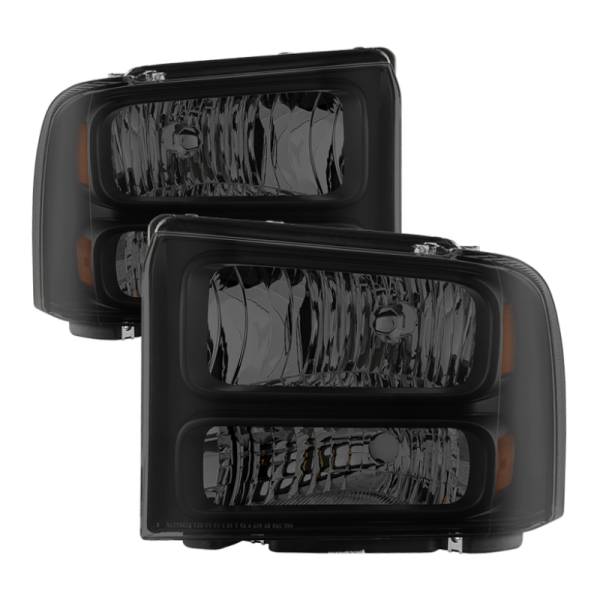 SPYDER - SPYDER Xtune Ford F250 F350 F450 Superduty Excursion 99-04 Headlights Black Smoked HD-JH-FF25099-HA-BSM - 9033001