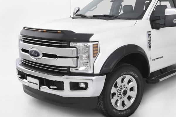 AVS - AVS 2017-2019 Ford F250 Super Duty Aeroskin Low Profile Hood Shield w/ Lights - Black - 753135