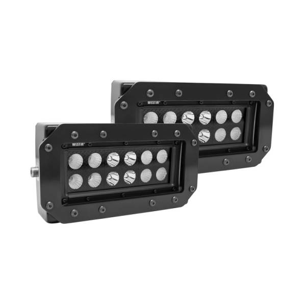 Westin - Westin HDX Flush Mount B-FORCE LED Light Kit (Set of 2) w/wiring harness - Black - 57-0025