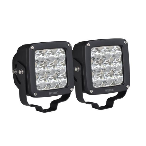 Westin - Westin Axis LED Auxiliary Light 4.5 inch x 4.5 inch Square Spot w/3W Osram (Set of 2) - Black - 09-12219A-PR