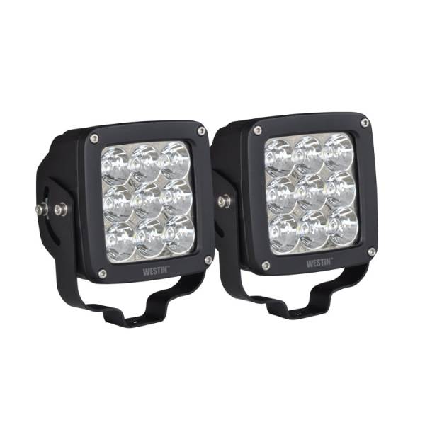 Westin - Westin Axis LED Auxiliary Light 4.5 inch x 4.5 inch Square Flood w/3W Osram (Set of 2) - Black - 09-12219B-PR