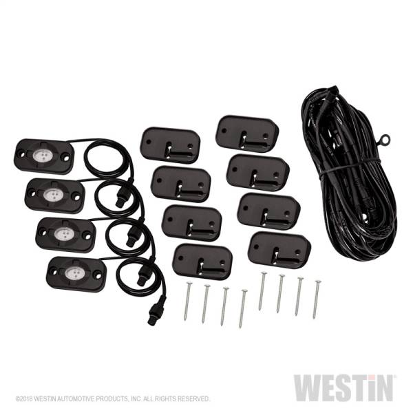 Westin - Westin Universal LED Rock Light Kit - 4 Lights - 14ft 9in Wiring Harness & Switch - 09-80005