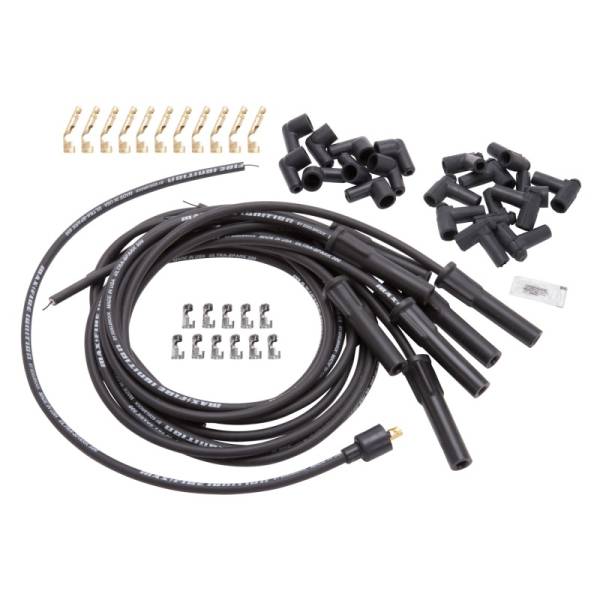 Edelbrock - Edelbrock Spark Plug Wire Set Universal Flex Boots 500 Ohm Resistance 8 65mm Black Wire (Set of 9) - 22700