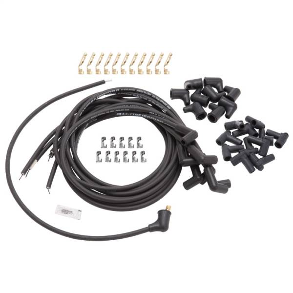 Edelbrock - Edelbrock Spark Plug Wire Set Universal 90 Deg Boots 500 Ohm Resistance 8 65mm Black Wire (Set of 9) - 22701