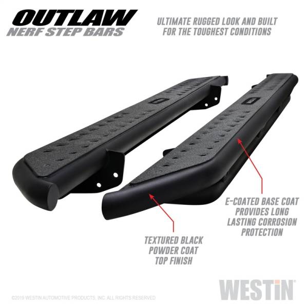 Westin - Westin 15-20 Ford F-150 SuperCab / 17-20 F-250/350 SuperCab Outlaw Nerf Step Bars - Textured Black - 58-53935