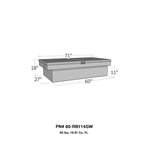 Westin - Westin/Brute Gull Wing Lid Full Size Xtra Wide - Aluminum - 80-RB114GW