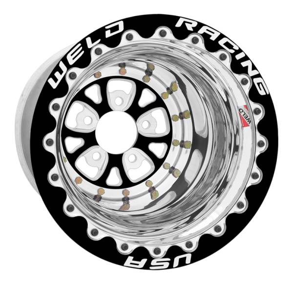 Weld - Weld V-Series 15x10 5X4.5 BP 4in Backspace Black w/ Center Polished Shell - Black Single Beadlock MT - 84B510208F