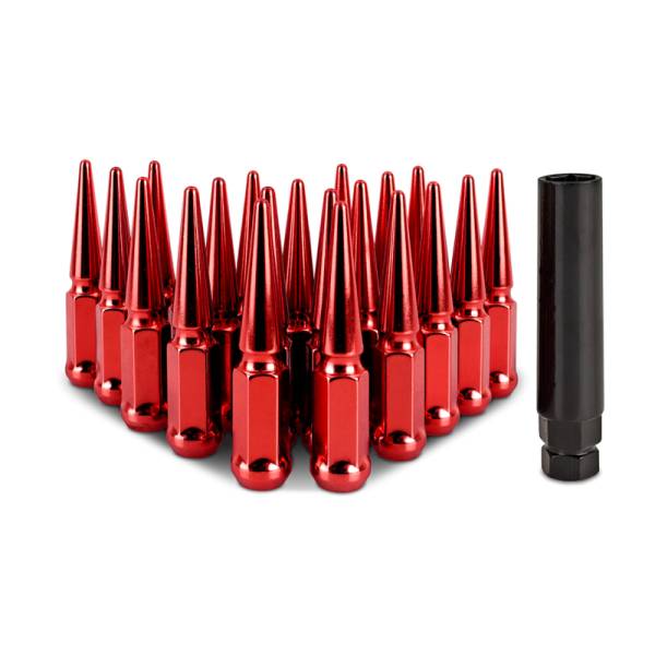 Mishimoto - Mishimoto Steel Spiked Lug Nuts M12x1.5 20pc Set - Red - MMLG-SP1215-20RD