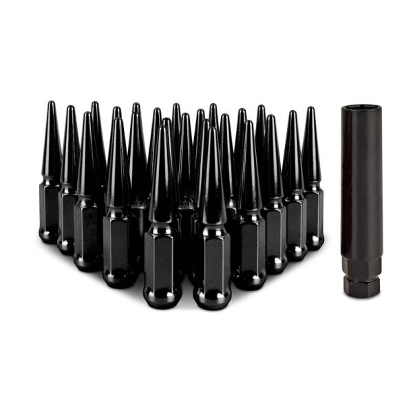 Mishimoto - Mishimoto Mishimoto Steel Spiked Lug Nuts M12 x 1.5 24pc Set Black - MMLG-SP1215-24BK