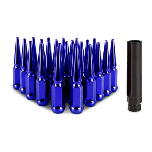 Mishimoto - Mishimoto Mishimoto Steel Spiked Lug Nuts M12 x 1.5 24pc Set Blue - MMLG-SP1215-24BL