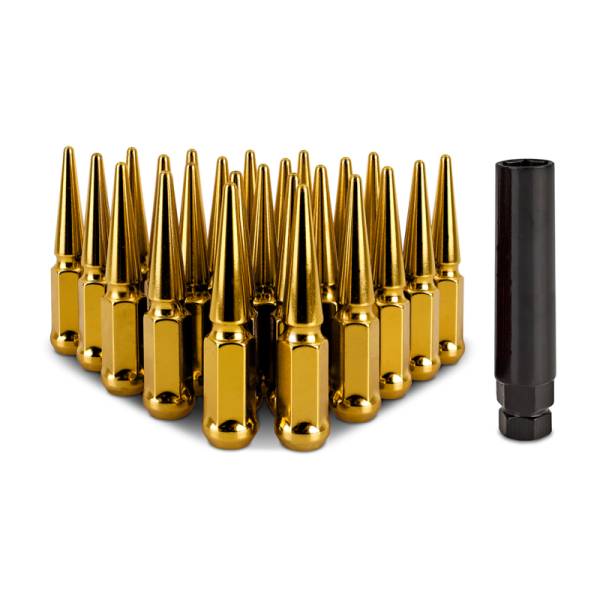 Mishimoto - Mishimoto Mishimoto Steel Spiked Lug Nuts M12 x 1.5 24pc Set Gold - MMLG-SP1215-24GD