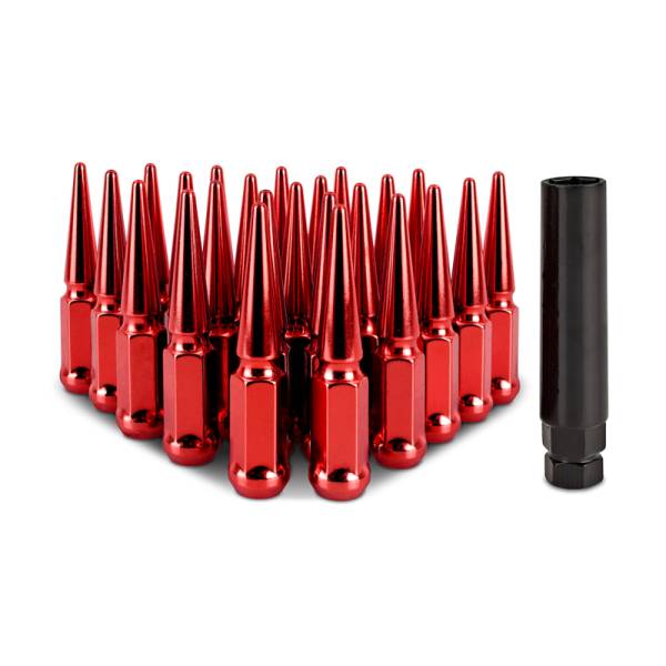 Mishimoto - Mishimoto Mishimoto Steel Spiked Lug Nuts M12 x 1.5 24pc Set Red - MMLG-SP1215-24RD