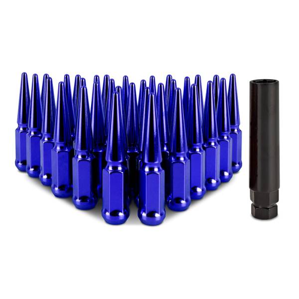 Mishimoto - Mishimoto Mishimoto Steel Spiked Lug Nuts M14 x 1.5 32pc Set Blue - MMLG-SP1415-32BL