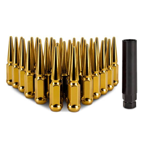 Mishimoto - Mishimoto Mishimoto Steel Spiked Lug Nuts M14 x 1.5 32pc Set Gold - MMLG-SP1415-32GD