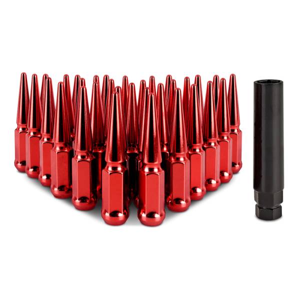 Mishimoto - Mishimoto Mishimoto Steel Spiked Lug Nuts M14 x 1.5 32pc Set Red - MMLG-SP1415-32RD