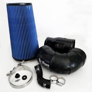 No Limit Fabrication 6.4 Cold Air Intake 08-10 Ford Super Duty Power Stroke Black Oiled Filter for Mod Turbo 5 Inch Inlet - 64CAIBO5
