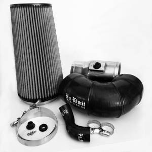 No Limit Fabrication 6.4 Cold Air Intake 08-10 Ford Super Duty Power Stroke Polished Dry Filter for Mod Turbo 5 Inch Inlet - 64CAID5
