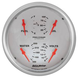 AutoMeter 5in. QUAD GAUGE,  100 PSI/100-250 deg.F/8-18V/0-90 O - 4419