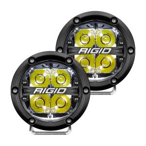 RIGID 360-SERIES 4 INCH ROUND LED OFF-ROAD SPOT BEAM PATTERN FOR HIGH SPEED (50 MPH PLUS) AND WHITE BACKLIGHT PAIR - 36113