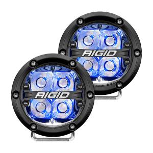RIGID 360-SERIES 4 INCH ROUND LED OFF-ROAD SPOT BEAM PATTERN FOR HIGH SPEED (50 MPH PLUS) AND BLUE BACKLIGHT PAIR - 36115