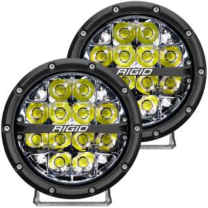 RIGID 360-SERIES 6 INCH ROUND LED OFF-ROAD SPOT BEAM PATTERN FOR HIGH SPEED (50 MPH PLUS) AND WHITE BACKLIGHT PAIR - 36200