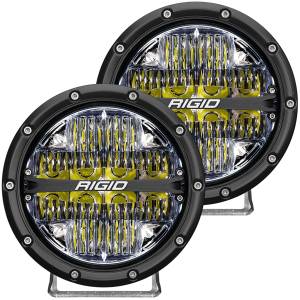 RIGID 360-SERIES 6 INCH ROUND LED OFF-ROAD DRIVE BEAM PATTERN FOR MODERATE SPEED (20-50 MPH) AND WHITE BACKLIGHT PAIR - 36204