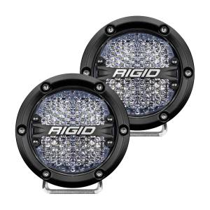 RIGID 360-SERIES 4 INCH ROUND LED OFF-ROAD DIFFUSED LENS WITH WHITE BACKLIGHT PAIR - 36208