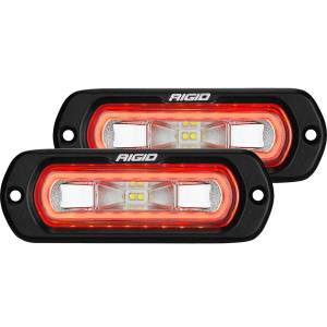 Rigid Industries - Rigid Industries SR-L SERIES OFF-ROAD SPREADER LED LIGHT POD 3 WIRE FLUSH MOUNT WITH RED HALO PAIR - 53222 - Image 1