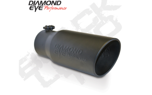 Diamond Eye Performance Exhaust Pipe Tip 5 Inch Inlet X 6 Inch Outlet X 12 Inch Rolled Angle Stainless Black Exhaust Tip - 5612BRA-DEBK