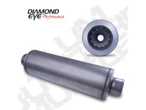 Diamond Eye Performance Diesel Muffler 30 Inch Round 4 Inch Center Inlet/Outlet Aluminized Performance Louvered Muffler - 460005