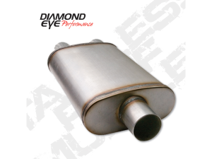 Diamond Eye Performance - Diamond Eye Performance Diesel Muffler 28 Inch Oval 3.5 Inch Dual Inlet/Outlet Stainless Performance Perforated - 360012 - Image 1