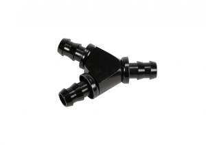 Fleece Performance 1/2 Inch Black Anodized Aluminum Y Barbed Fitting (For -8 Pushlock Hose) - FPE-FIT-Y08-BLK