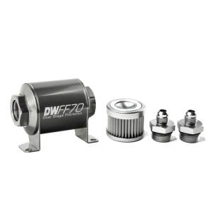 DeatschWerks - DeatschWerks Stainless Steel 6AN 10 Micron Universal Inline Fuel Filter Housing Kit (70mm) - 8-03-070-010K-6 - Image 1