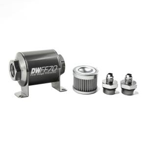 DeatschWerks - DeatschWerks Stainless Steel 6AN 10 Micron Universal Inline Fuel Filter Housing Kit (70mm) - 8-03-070-010K-6 - Image 2