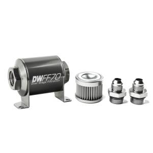 DeatschWerks - DeatschWerks Stainless Steel 8AN 10 Micron Universal Inline Fuel Filter Housing Kit (70mm) - 8-03-070-010K-8 - Image 1