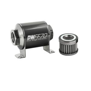 DeatschWerks - DeatschWerks Stainless Steel 8AN 40 Micron Universal Inline Fuel Filter Housing Kit (70mm) - 8-03-070-040K - Image 1